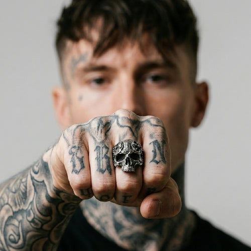 Baroque Skull Biker Ring
