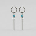 Aqua Crystal Long Bar Drop Hoop Earrings