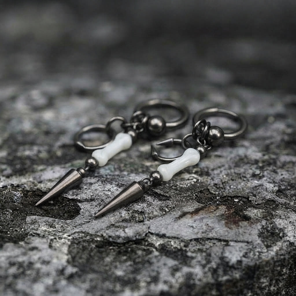 Moonstone Bead Spike Earrings