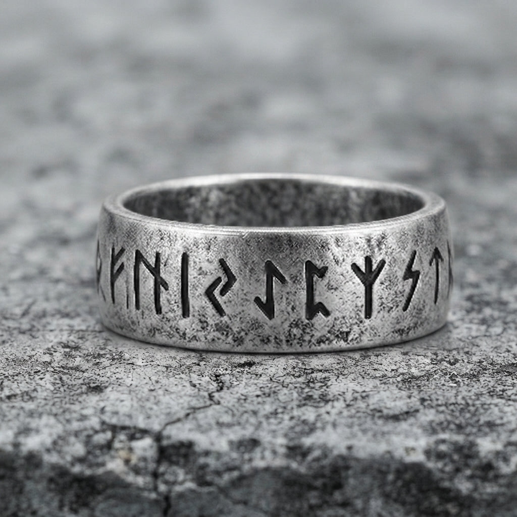 Ancient Rune Inscription Band Ring