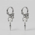 Pearl Cluster Horseshoe Spike Charm Hoop Earrings