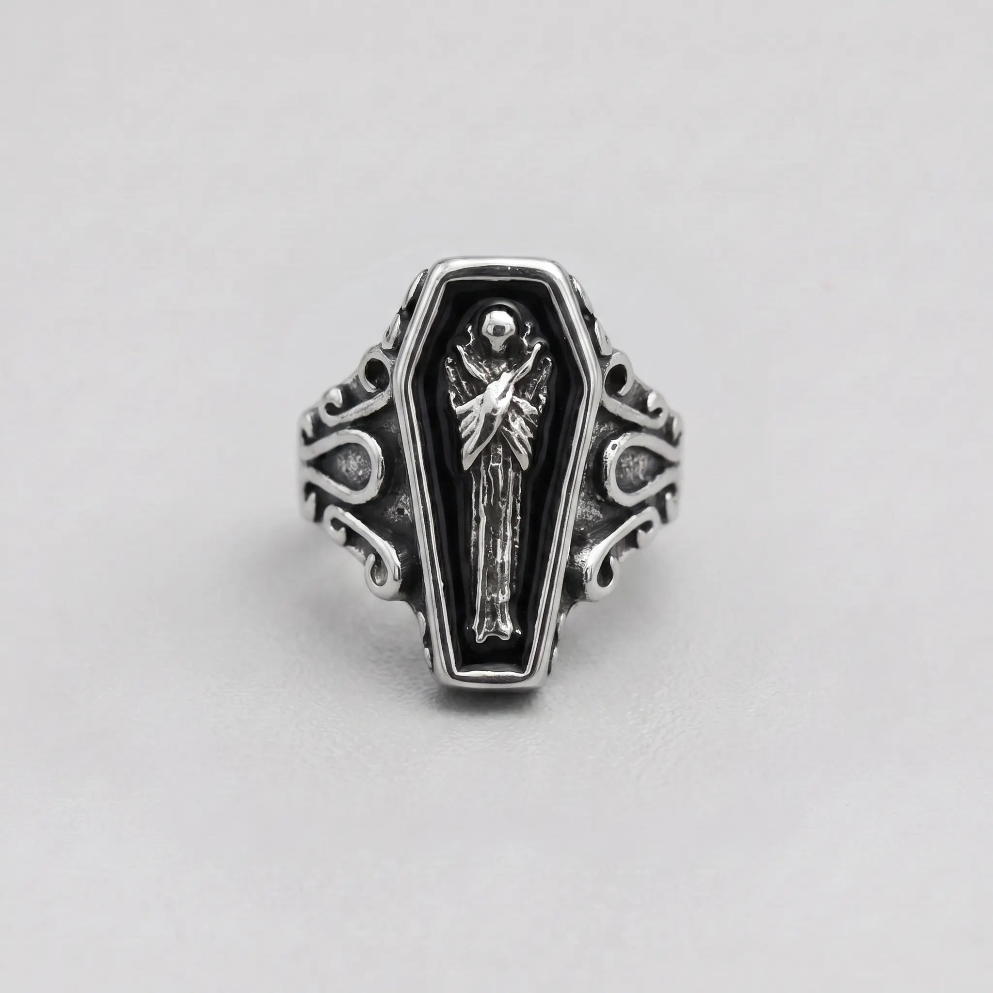 Grim Reaper Coffin Signet Ring