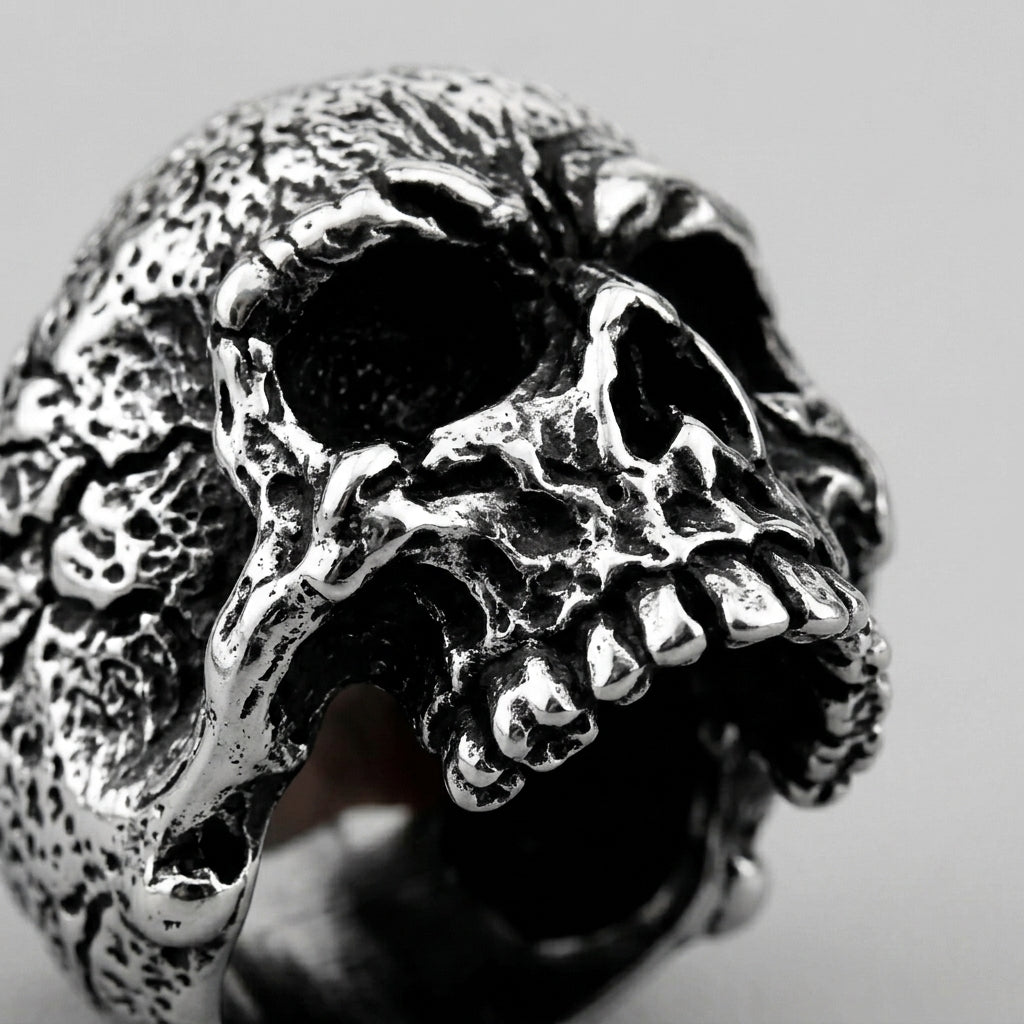 Weathered Warrior Skull Ring