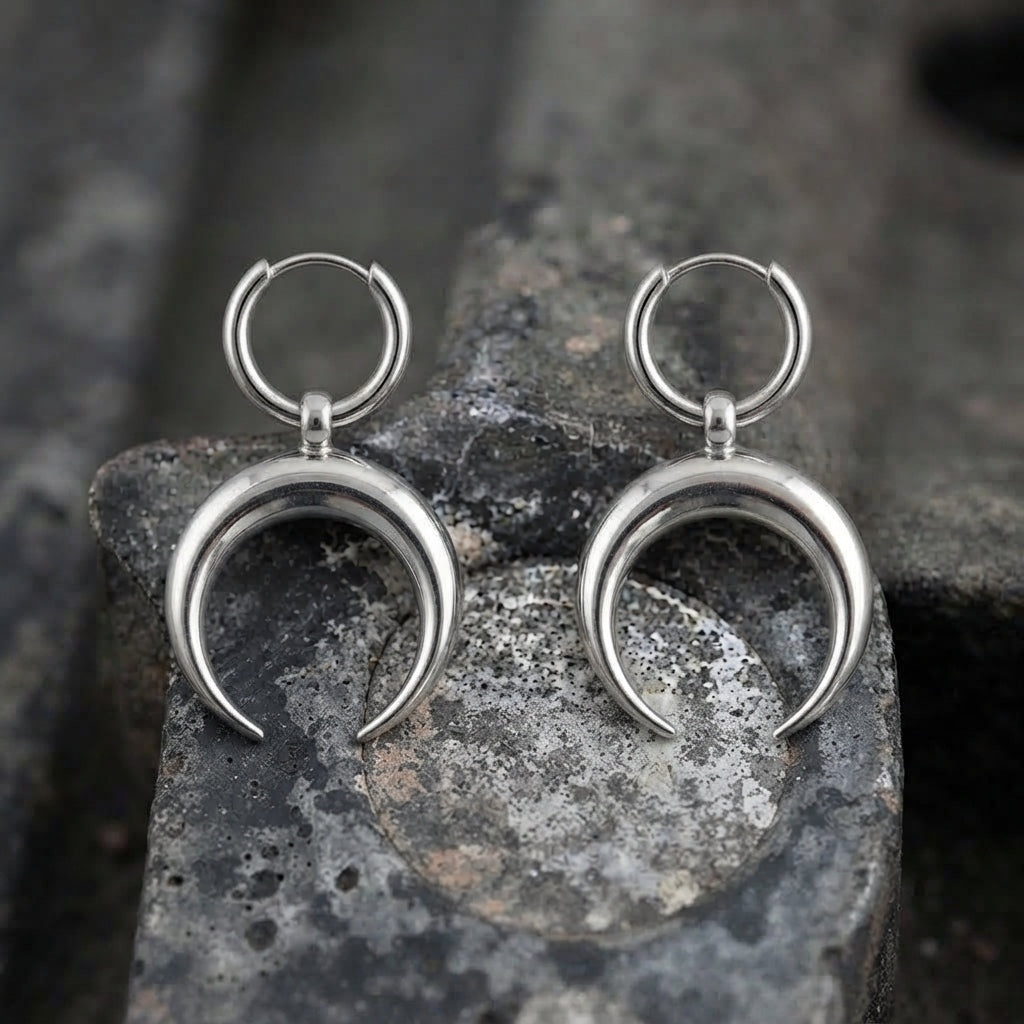 Bold Crescent Moon Dangle Earrings