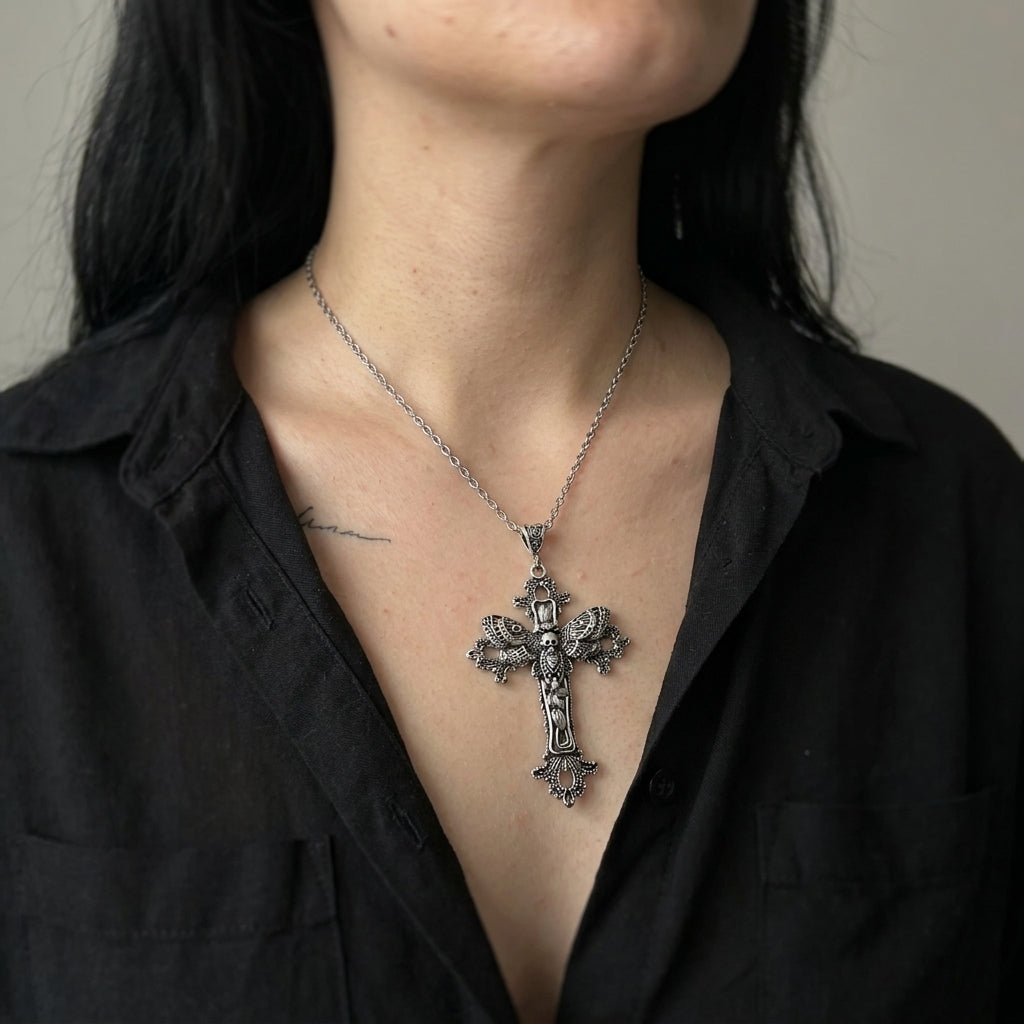 Death wing Cross Necklace