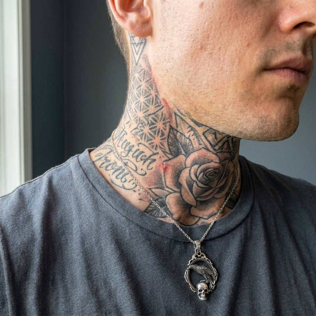 Raven & Skull Frame Necklace