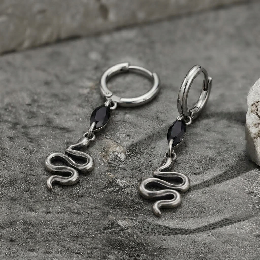 Snake Charm Drop Earrings