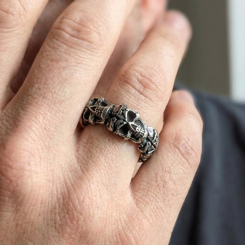 Cracked Skull Eternity Band Ring