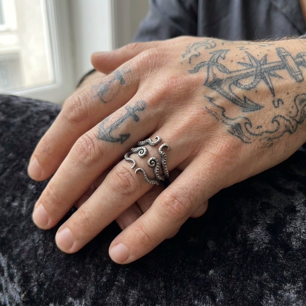 Open ring met octopustentakel