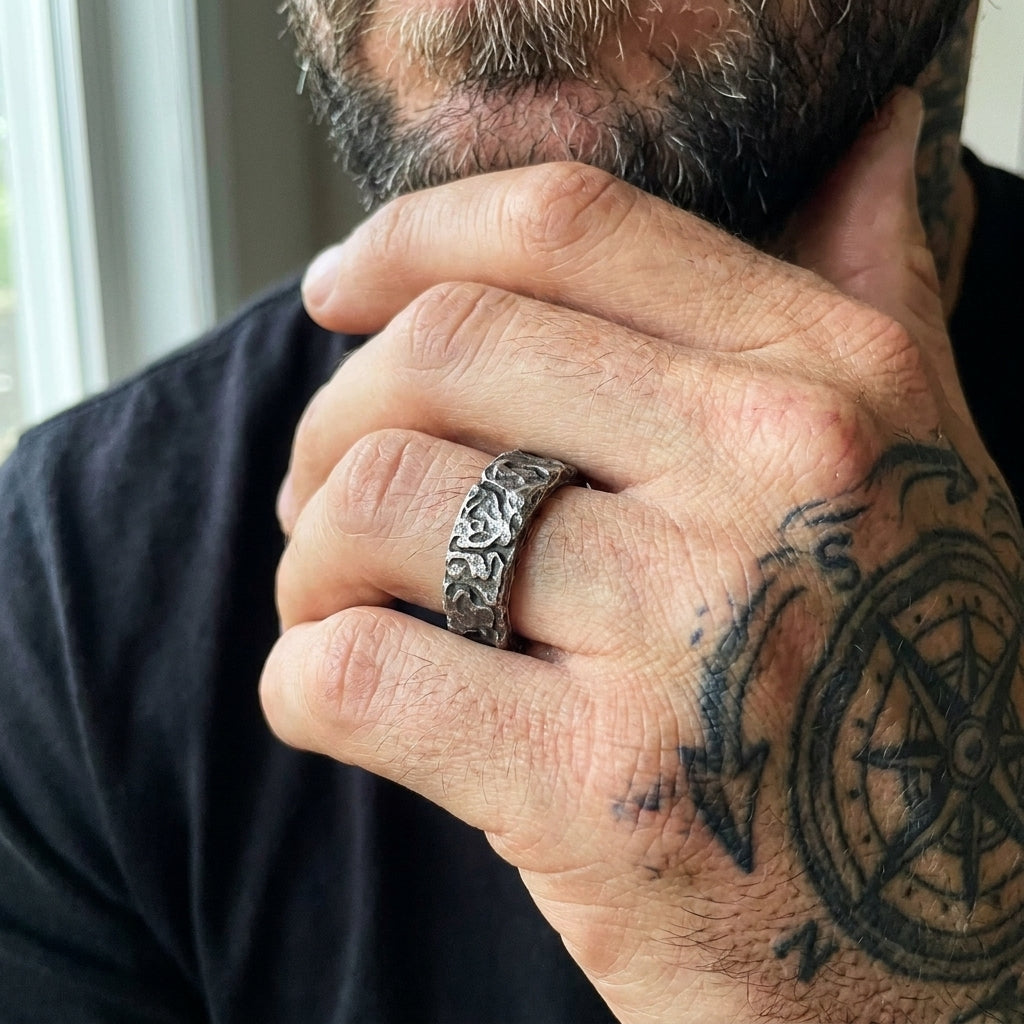Runic Rose Band Ring