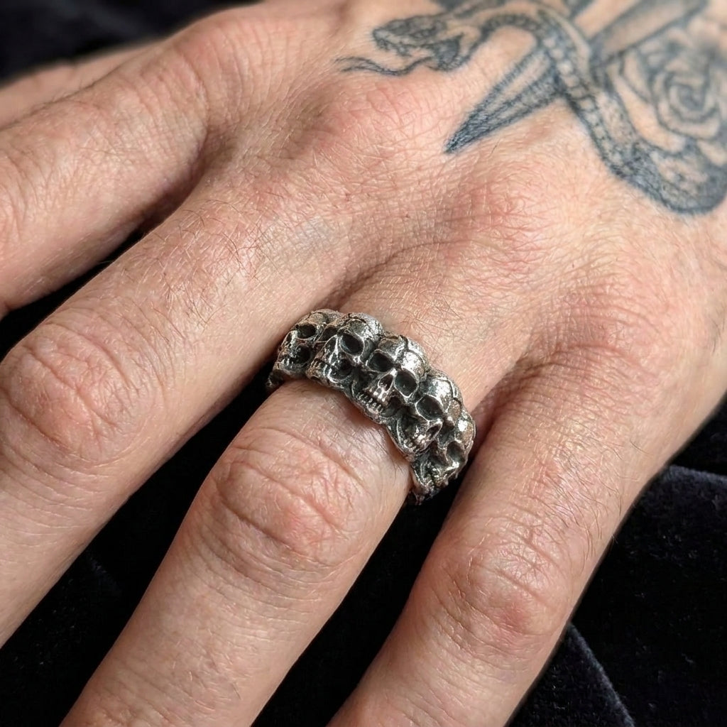 Stacked Skull Band Ring