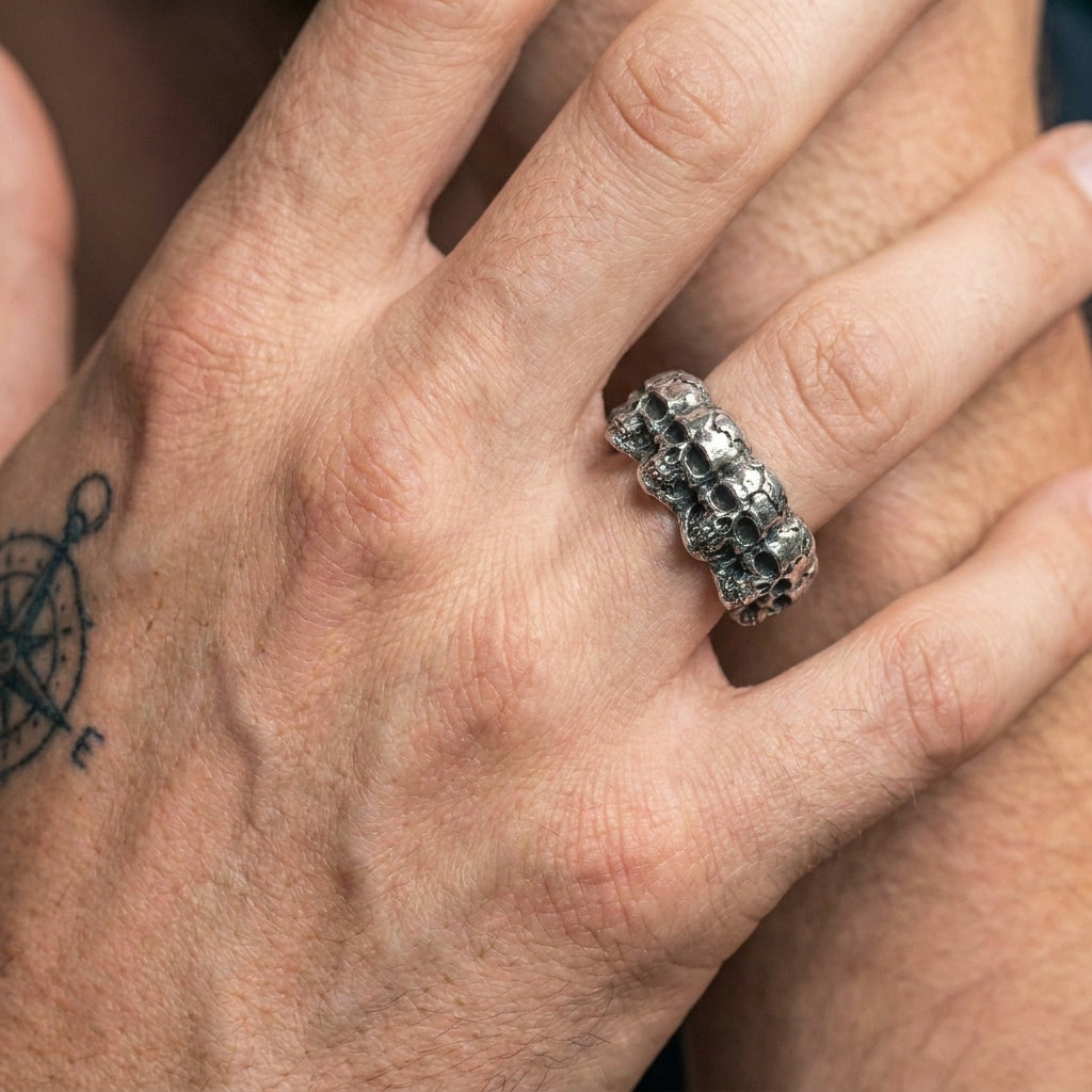 Stacked Skull Band Ring