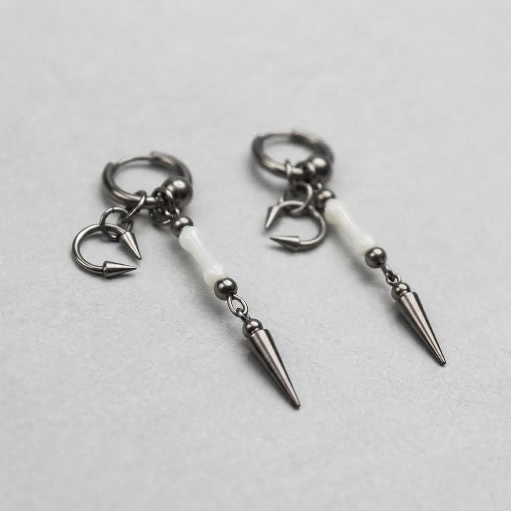 Moonstone Bead Spike Earrings
