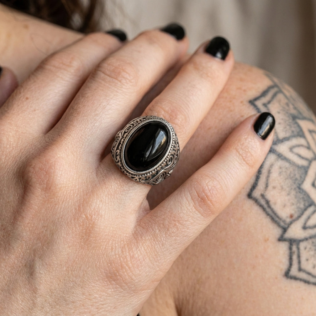 Black Onyx Statement Ring