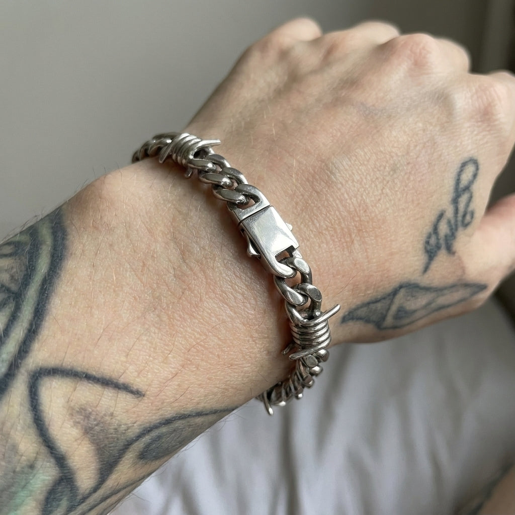 Barbed Wire Cuban Link Chain Bracelet