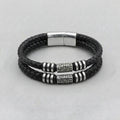 Runic Bead Double Leather Bracelet