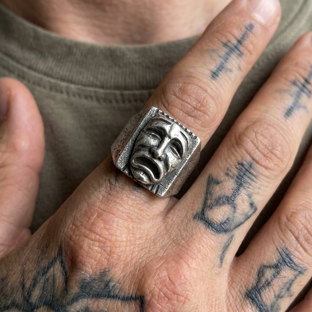 Tragedy Theatre Mask Statement Ring