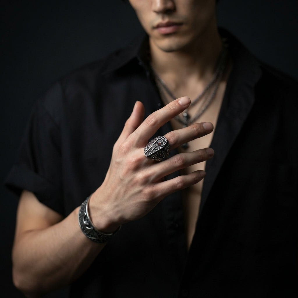 Gothic Coffin Cross Ring