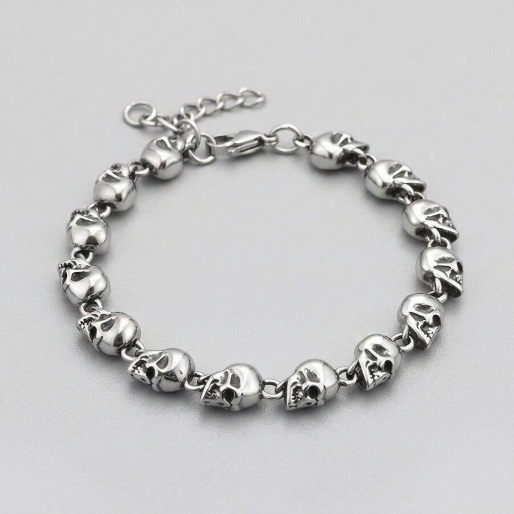 Full Skull Link Chain Bracelet