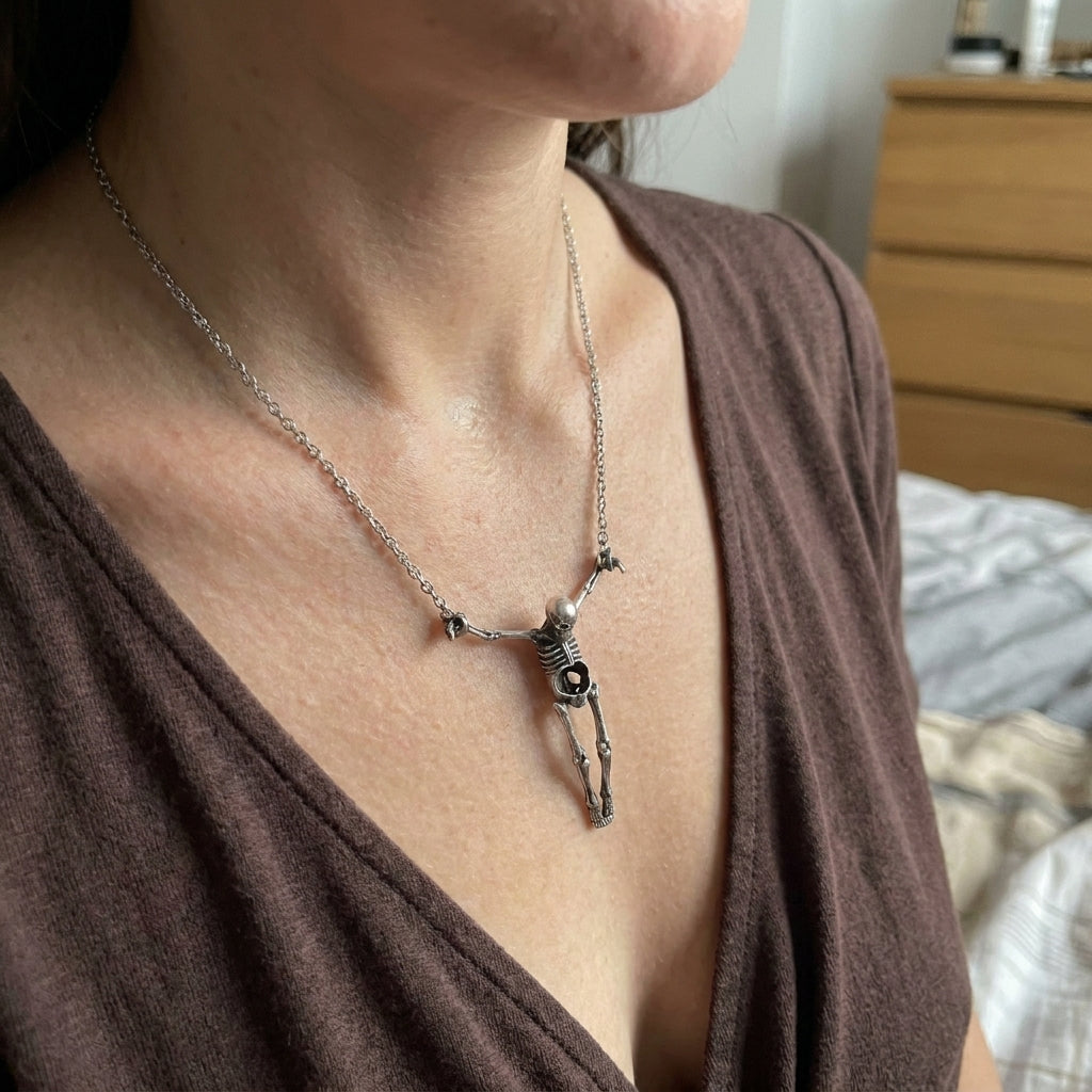 Bone Crucifix Gothic Skeleton Necklace