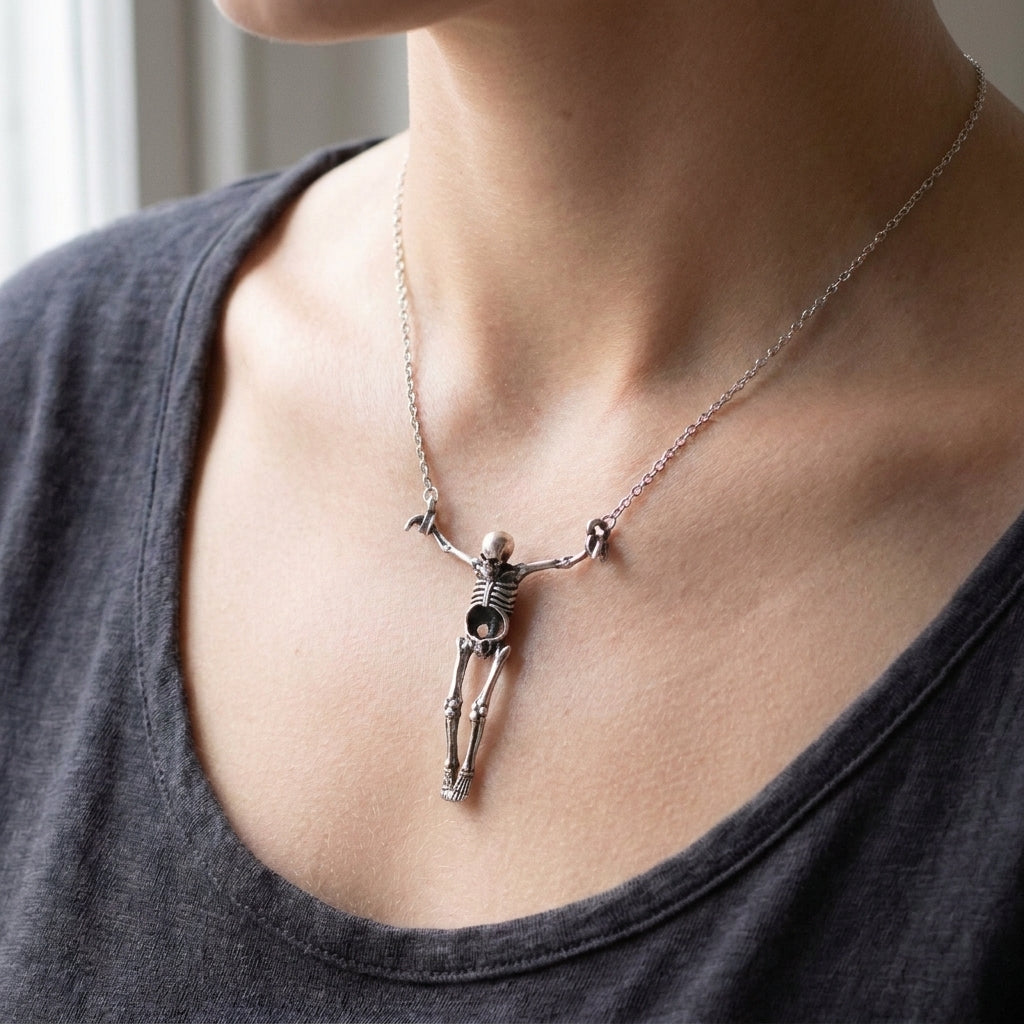 Bone Crucifix Gothic Skeleton Necklace