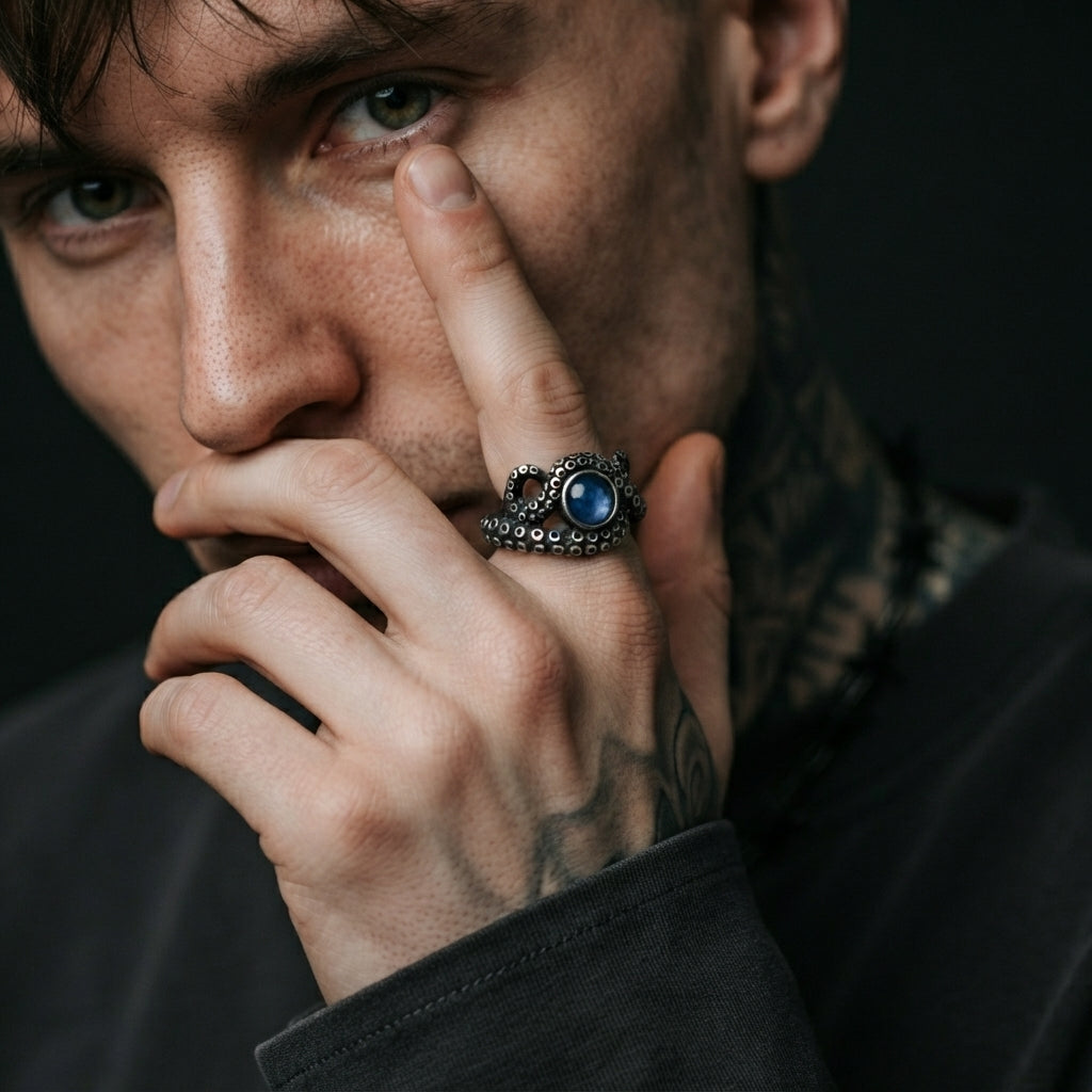 Moonstone Octopus Tentacle Ring