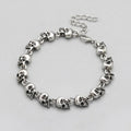 Silver Skull Link Chain Bracelet