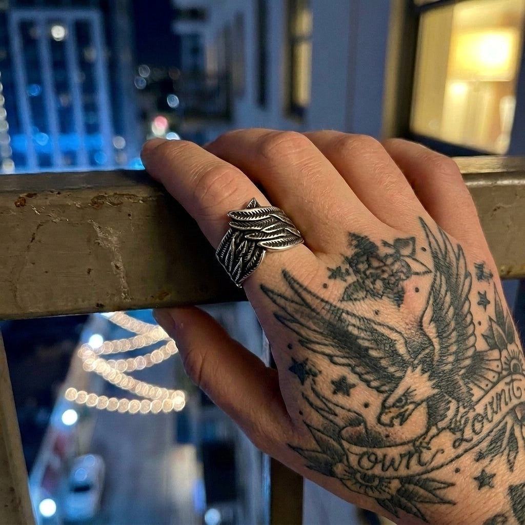 Dark Feather Wrap Statement Ring