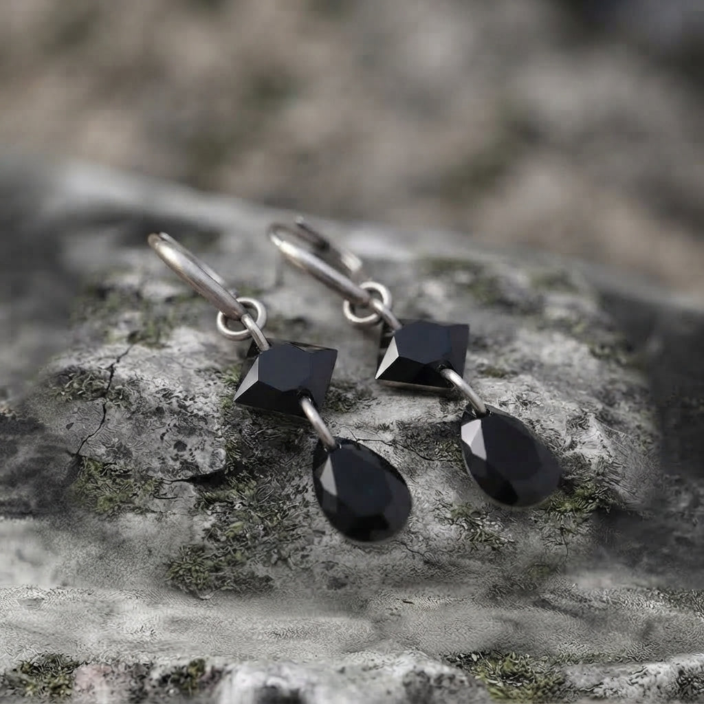 Black Crystal Drop Earrings