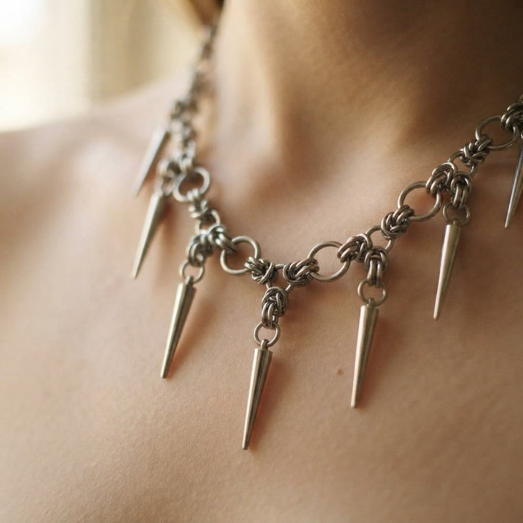 Byzantine Chainmail Seven Spike Necklace