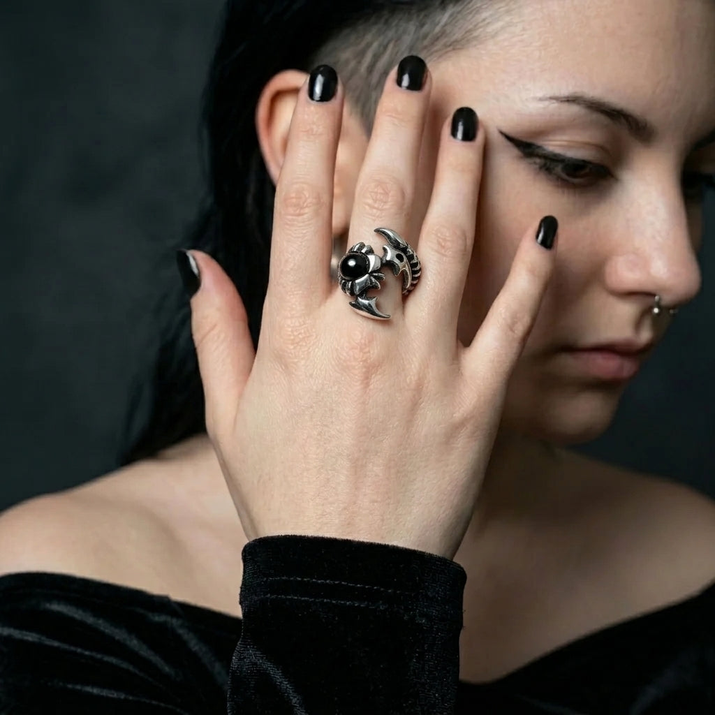 Dragon Claw Ring with Black Onyx Orb