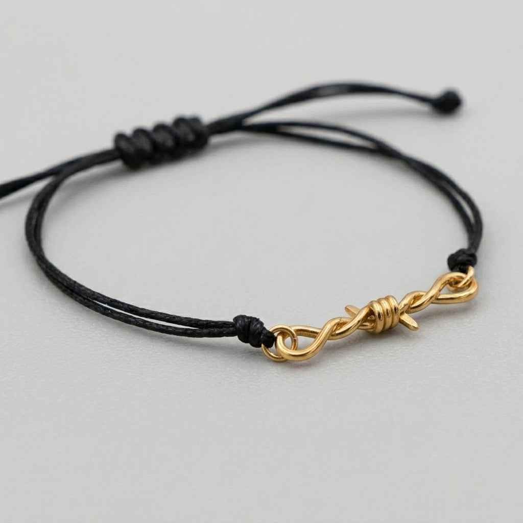Gold Barbed Wire Chain Bracelet