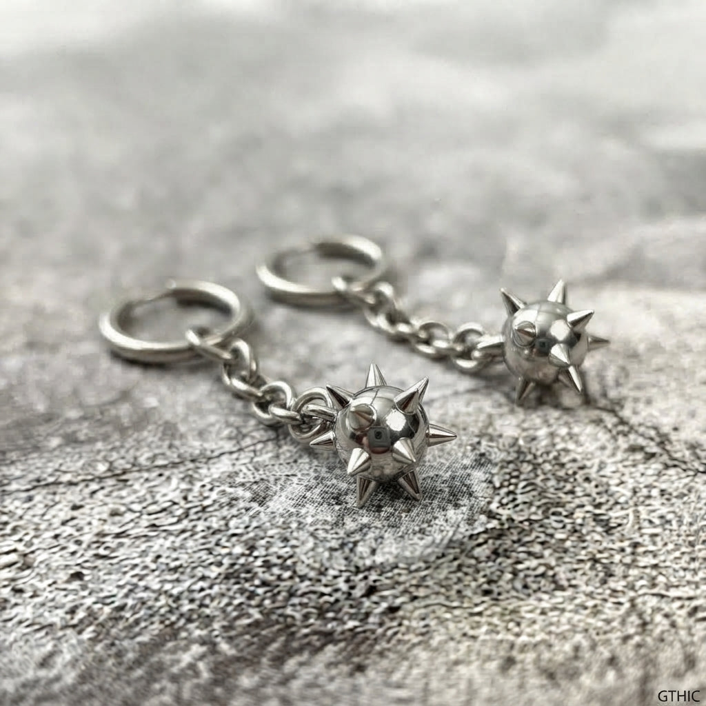 Spiked Mace Hoop Earrings