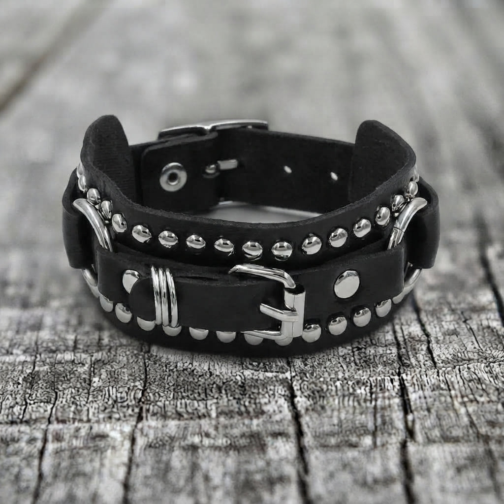 Rocker Wrap Leather Bracelet