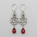 Blood Red Teardrop Pentagram Chainmaille Earrings
