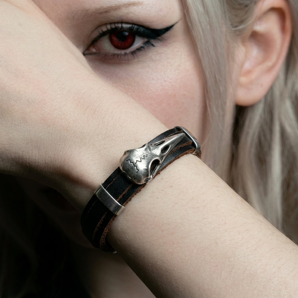 Bone Totem Bird Skull Leather Bracelet