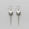 Puffy Heart & Long Spike Hook Earrings