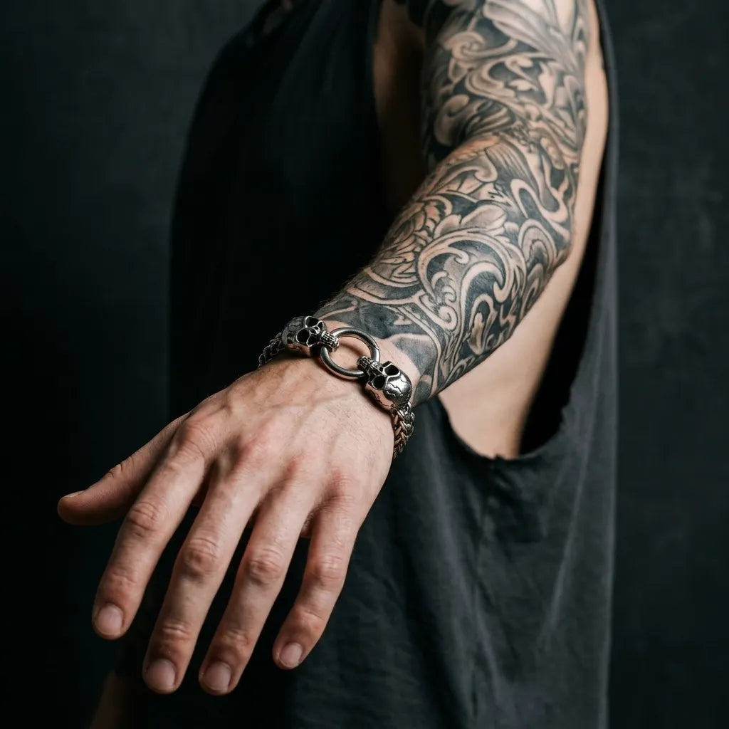 Death King Double Skull Bracelet