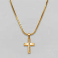 Gold Crystal Channel Bar Cross Snake Chain Necklace