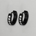 Black Stainless Steel Crystal Huggie Hoop Earrings