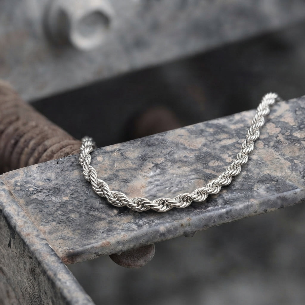 Silver Rope Chains Twisted Rope Chain Necklace