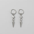 Clear Crystal Bezel Spike Drop Hoop Earrings