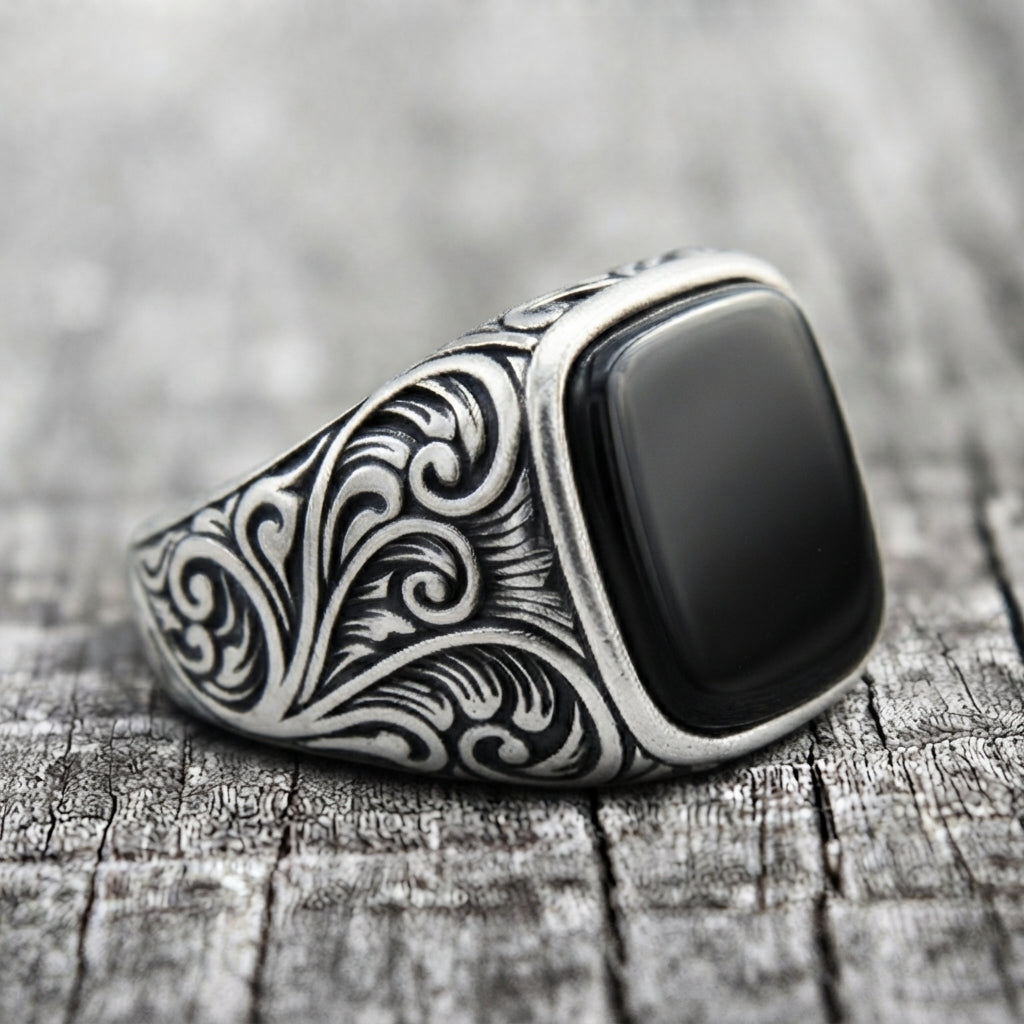 Midnight Sovereign Black Onyx Signet Ring