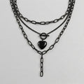 Black Heart Toggle Layered Chain Necklace