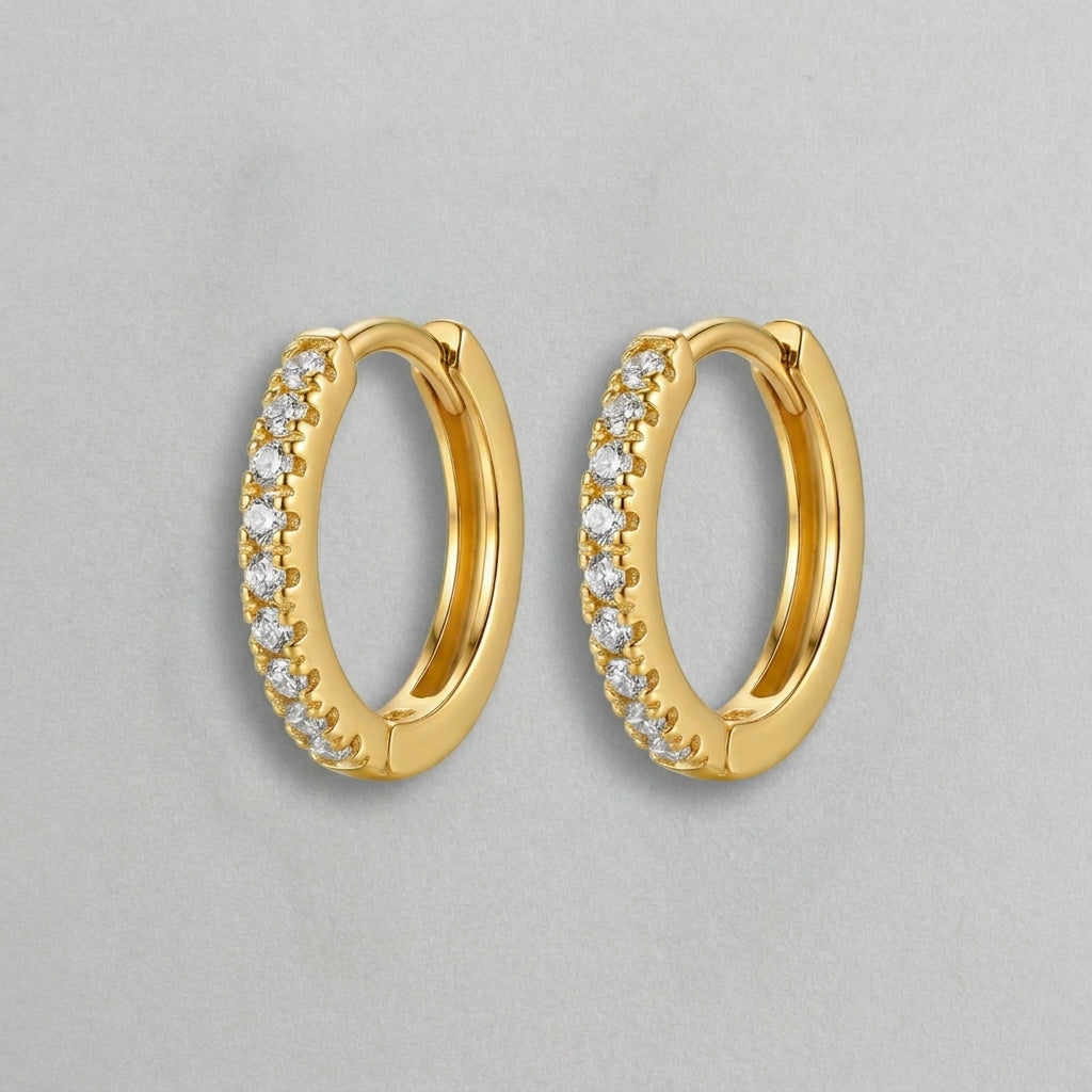 Gold Plated Crystal Pavé Hoop Earrings