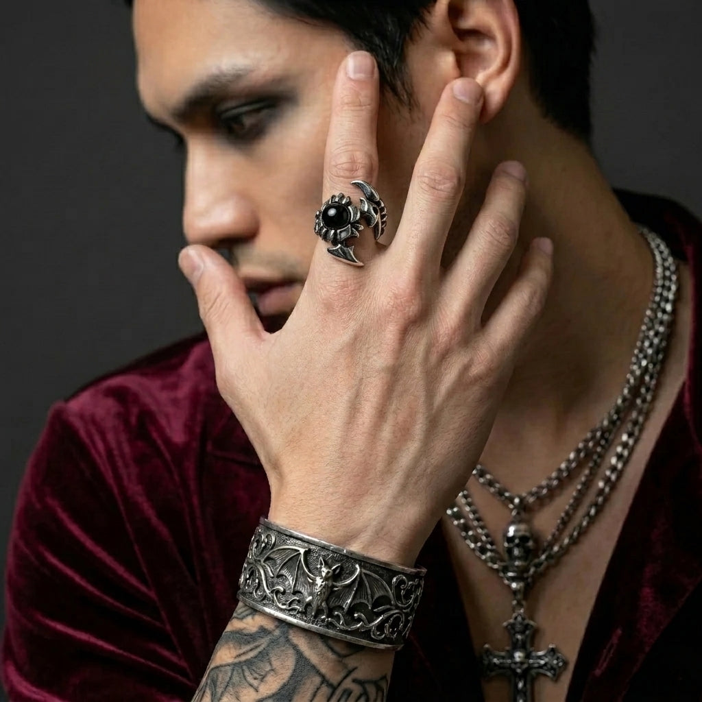Dragon Claw Ring with Black Onyx Orb