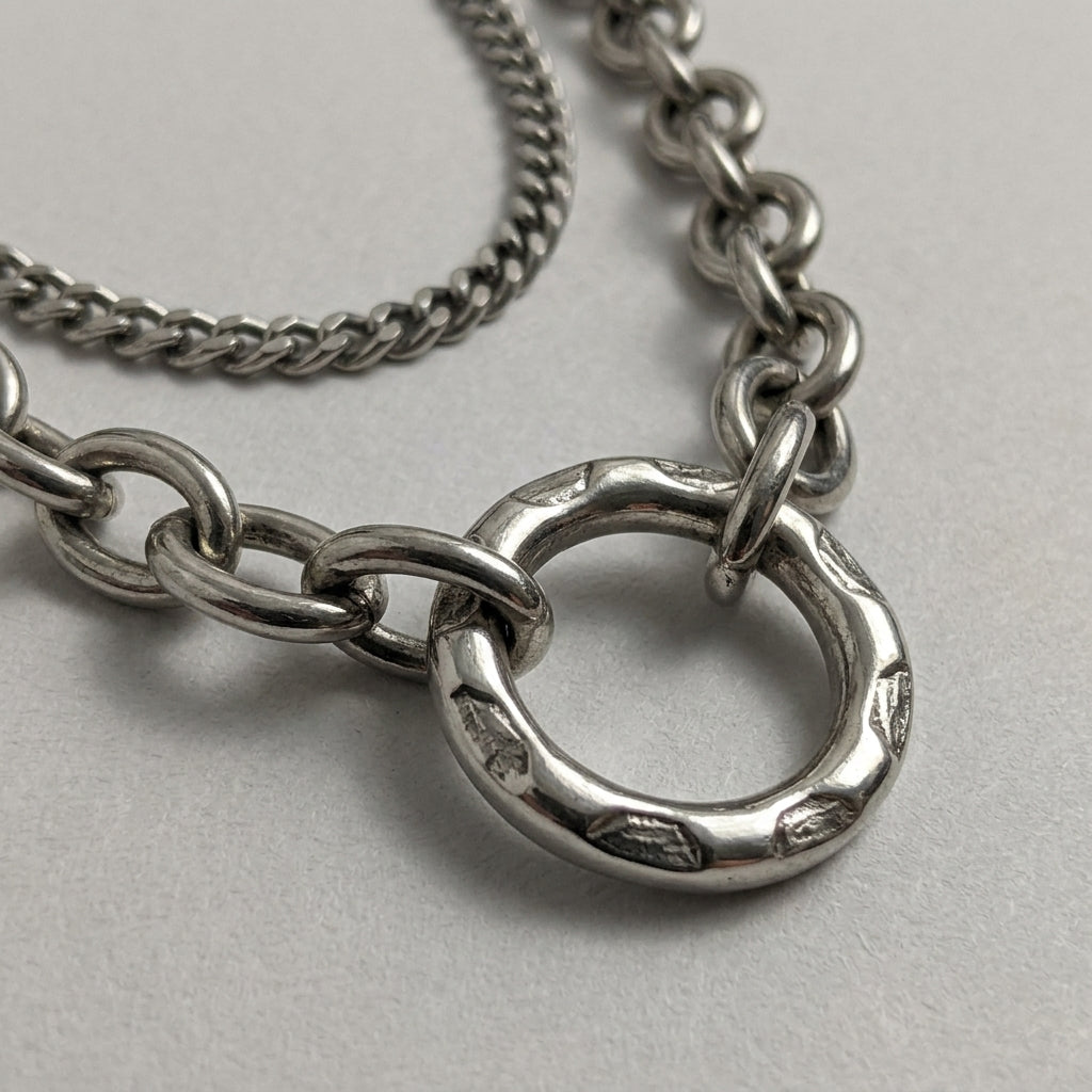 Double Chain Ring Clasp Necklace