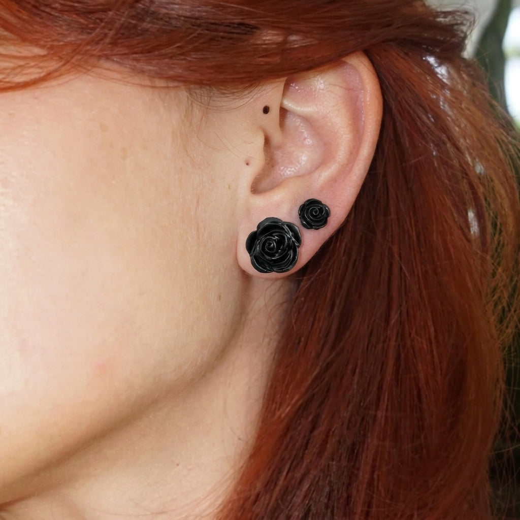 Eternal Black Rose Earrings