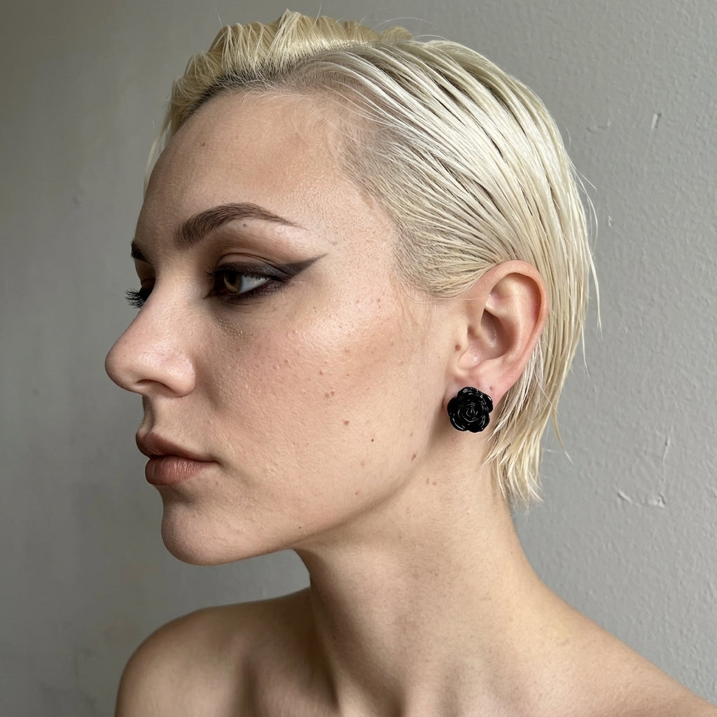 Eternal Black Rose Earrings
