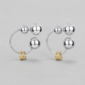 Two-Tone Double Ball Open Hoop Earrings
